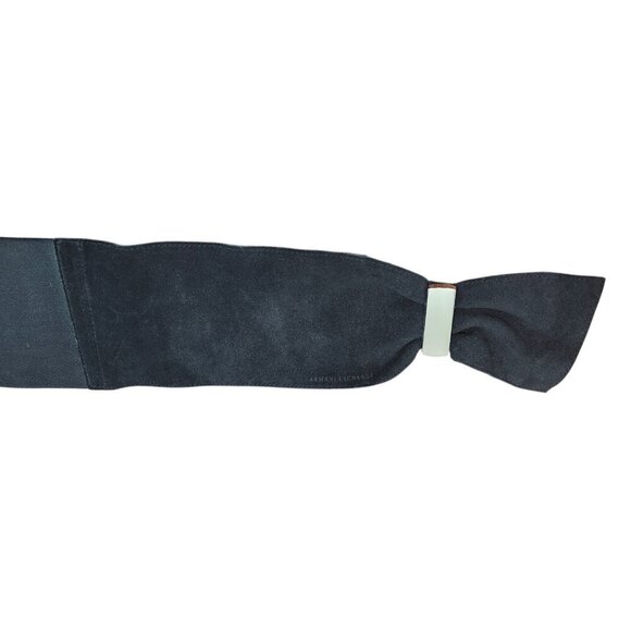 Armani Exchange XS/S Black Suede Leather Elastic Waist Belt Silver Hardware main image 12